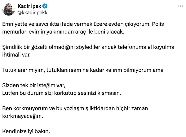 Asgari ücret açıklamasına yanıt veren Abdülkadir İpek, "Cumhurbaşkanına Hakaret" suçundan Samsun'da gözaltına alındı.