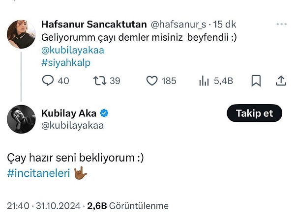 X'te flörtleşirken birbirlerinin dizilerinin reklamını yapmayı ihmal etmeyen ikilinin tamamen bir PR aşkı yaşadığı ve hiç de inandırıcı olmadıklarına kanaat getirildi.