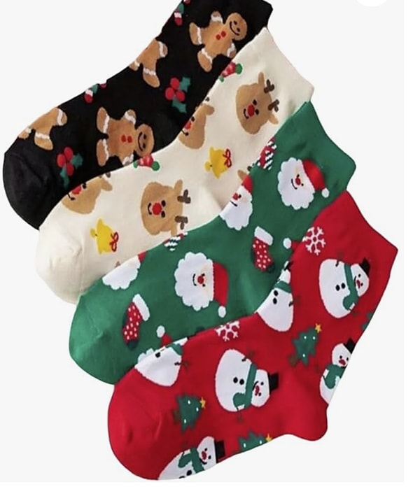 Sky Socks 4'lü Yılbaşı Ağaç Noel Baba  Kokulu Soket Çorap