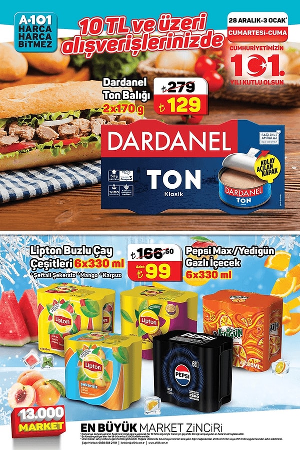 10 TL üstü alışverişlerde;