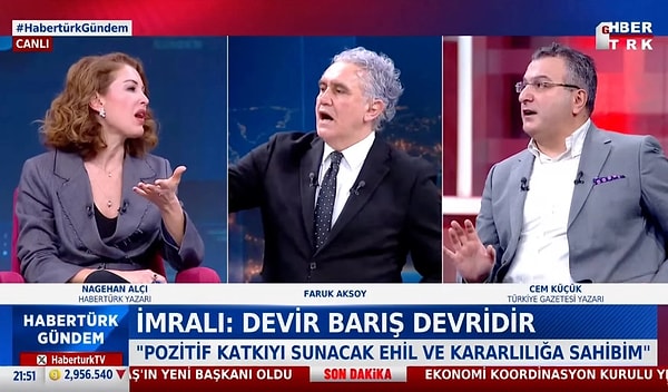 Geçtiğimiz gün HaberTürk yayınında Cem Küçük ve Nagehan Alçı'nın karşılıklı salvoları ise Ahmet Hakan'a kendi cenahından tepki gelip gelmeyeceği sorularını akıllara getirdi.