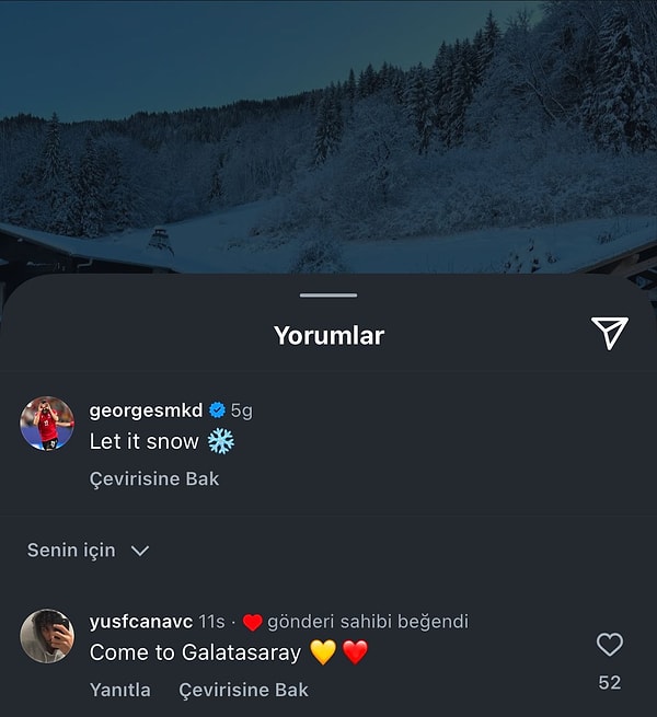 Gürcü futbolcu, Instagram’da bir taraftarın “Come to Galatasaray” yazılı yorumunu beğendi. Ancak beğeniyi  kısa süre sonra geri çekti. Bu durum, sarı-kırmızılı camiada heyecan yarattı.