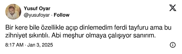 Zihniyetini sıkıntılı bulanlar oldu.