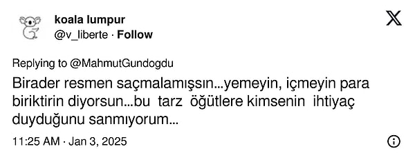 Gündoğdu'nun paylaşımları tepki çekti. Kullanıcılardan gelen tepkiler ise şöyle oldu 👇