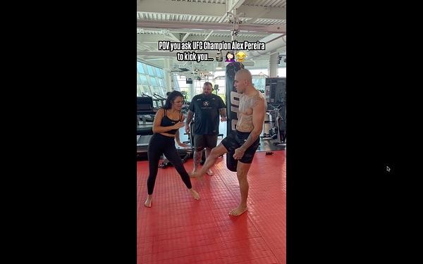 Bir kadın, Alex Pereira isimli UFC dövüşçüsü ile bir video çekmek istedi.