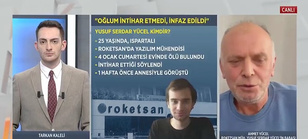 Hayatını kaybeden genç mühendisin acılı babası Ahmet Yücel, KRT TV canlı yayınına katılarak olayın kesinlikle cinayet olduğunu söyledi.