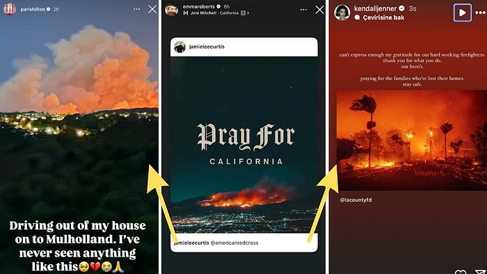 Yıldızların Los Angeles'taki Yangına Yardım Çağrısı: 9 Ocak'ta Yabancı Ünlülerin Instagram Paylaşımları