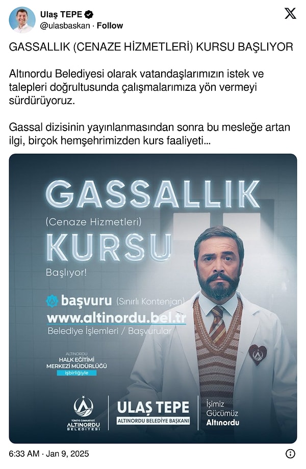 İşte, "Kurslar tamamlandığında talebe göre yeniden açılacaktır." diyen Tepe'nin sosyal medya üzerinden yaptığı o duyuru 👇