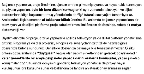 Tv100'den Fuat Uğur'un yazısında ortaya attığı isimsiz iddialar son günlere damga vurmaya devam ederken sektördeki oyuncular da konuya dair yaptıkları açıklamalarla gündeme gelmişti.