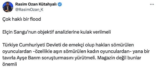 Kütahyalı, flood'u "çok haklı" bulduğunu söyledi, Sangu'nun analizine kulak verilmeli dedi.