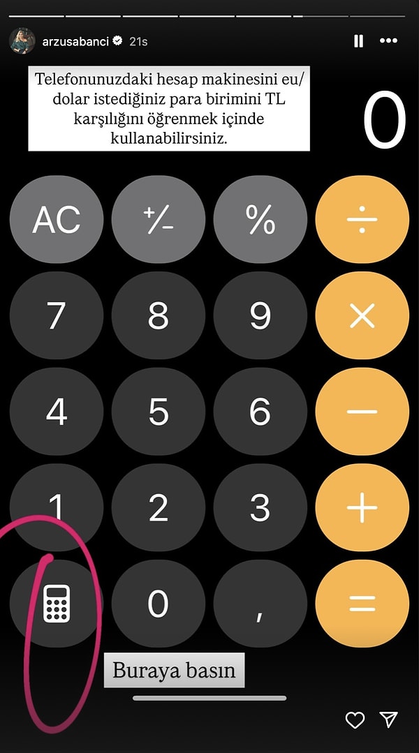 Herhalde kenarda köşede dolarlarımız Euro'larımız olduğunu düşünmüş olacak ki telefondaki hesap makinesinde para biriminin nasıl dönüştürüldüğünü öğretme görevini üstlendi!