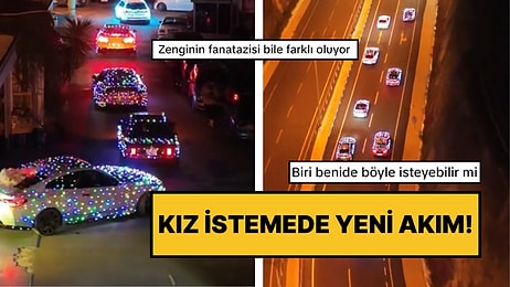 İzmir’de Kız İstemeye Giden Damat Tarafı Şov Yaptı: Tüm Arabalar Led Işıkla Donatıldı