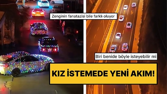 İzmir’de Kız İstemeye Giden Damat Tarafı Şov Yaptı: Tüm Arabalar Led Işıkla Donatıldı