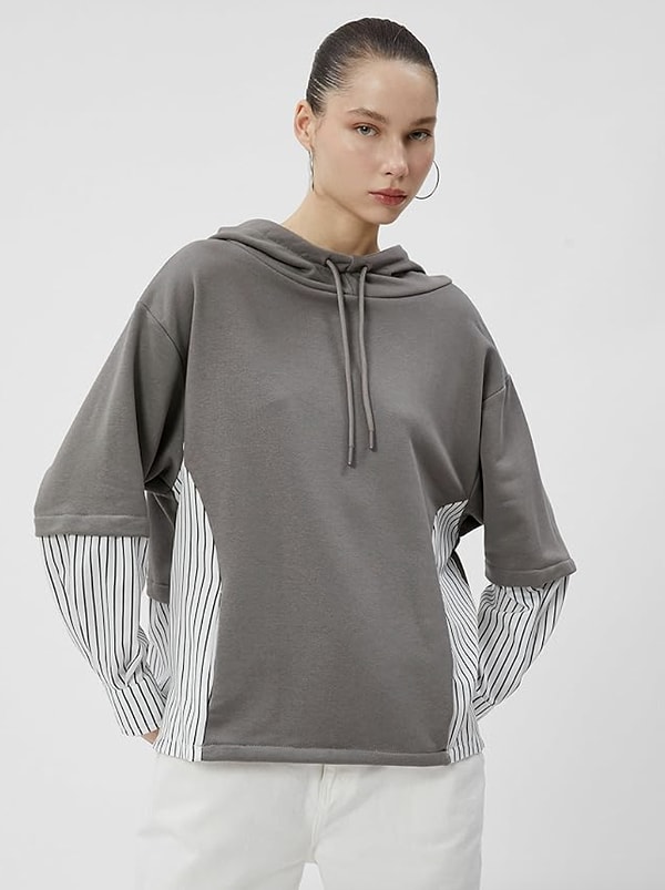 Koton Çizgili Sweatshirt