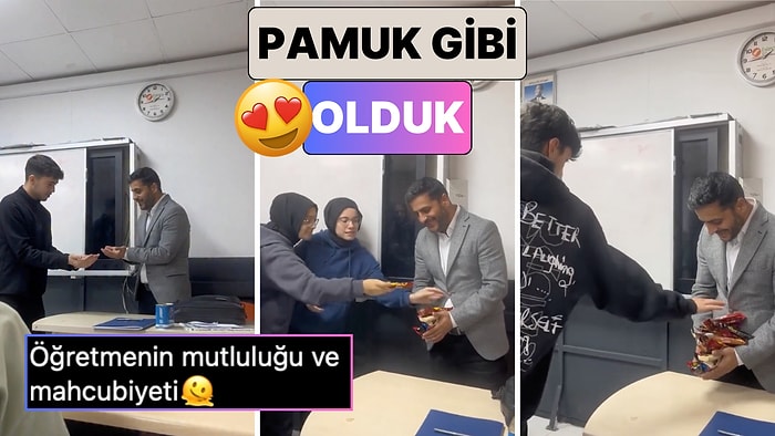 Pamuk Gibi Olduk: Bir Okulda Öğrenciler Öğretmenlerinin Kucağını Çikolata ile Doldurdu