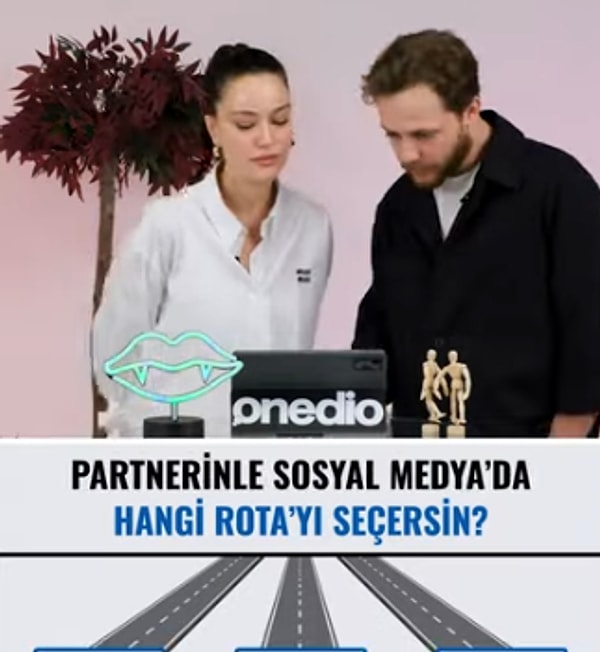 “Kavga ettiğinde hangi yolu izlerdin?” ve “Sosyal medyada partnerinle hangi rotayı seçerdin?” gibi sorulara samimi cevaplar veren ikili, keyifli anlar yaşattı.