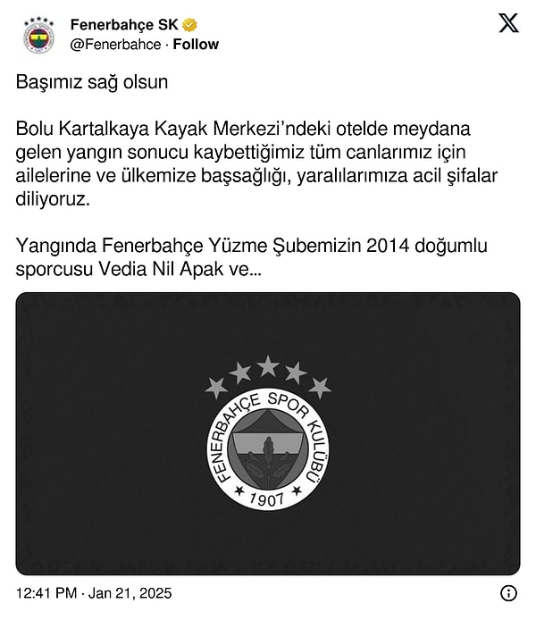 Fenerbahçe Yüzme Şubesinin 2014 doğumlu sporcusu Vedia Nil Apak ve annesi Ferda Apak da hayatını kaybetti.