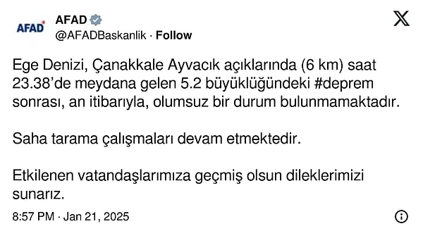 AFAD'dan yeni açıklama 👇