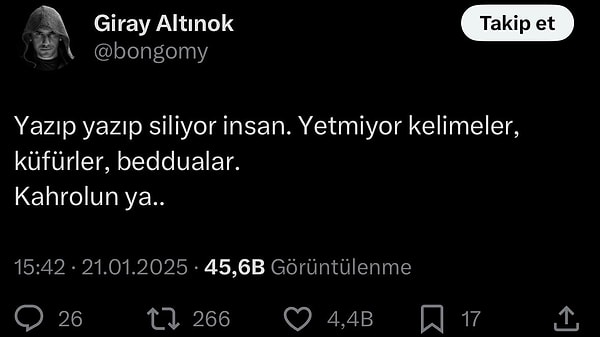 Yangın felaketinin ardından "Yazıp yazıp siliyor insan. Yetmiyor kelimeler, küfürler, beddualar. Kahrolun ya..." diyerek tepki gösteren Altınok attığı tweeti silince kısa sürede eleştirilerin odak noktası oldu.