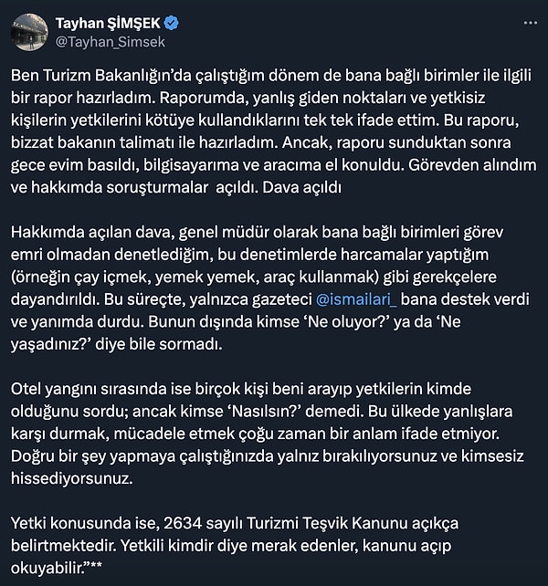 "Raporumda, yanlış giden noktaları ve yetkisiz kişilerin yetkilerini kötüye kullandıklarını tek tek ifade ettim. Raporu sunduktan sonra evim basıldı, görevden alındım."