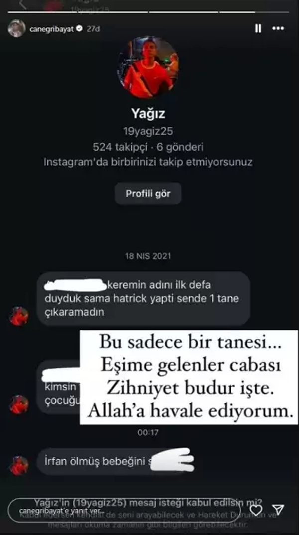 Eşine de benzer mesajlar geldiğini söyleyen İrfan Can Eğribayat, "Allah'a havale ediyorum" dedi.