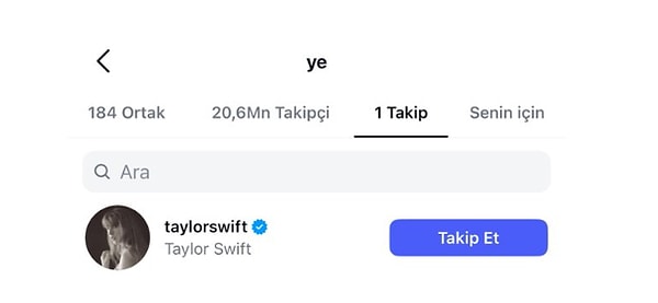 Kanye West, Instagram hesabından, karısı dahil, herkesi çıkartıp yalnızca Taylıor Swift'i takibe aldı.👇