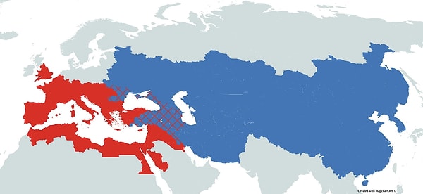 10. En geniş sınırlarıyla Moğol ve Roma İmparatorluğu