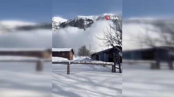 Çığ sonucu kar yığınları köyün yakınlarına kadar ulaştı.  Çığın düşme anı, bir vatandaş tarafından cep telefonu kamerasıyla anbean görüntülendi.