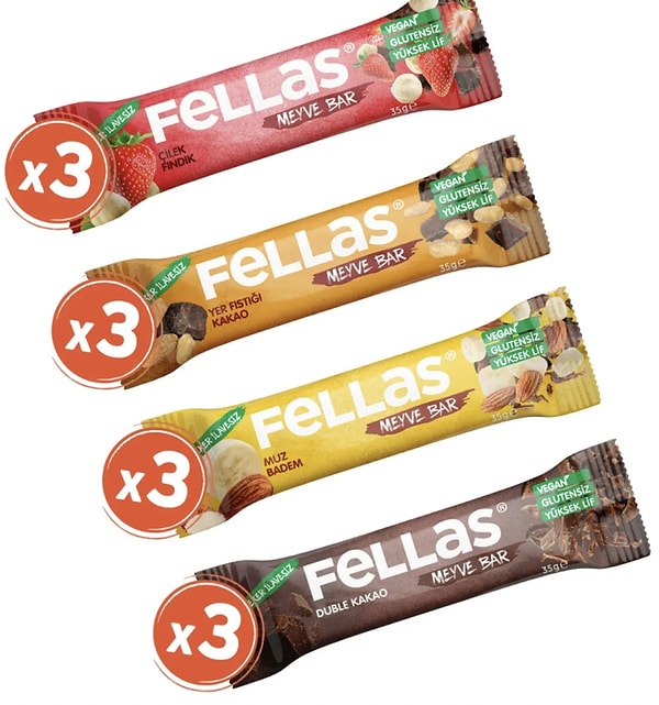 14. Fellas Meyve Bar 35g Karma Kutu 12 Adet (4 Çeşit)