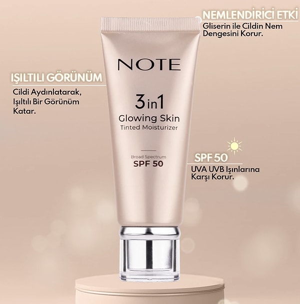 13. Note 3 In 1 Glowing Skin Tinted Moisturizer 50 Spf Işıltılı Aydınlatıcı Krem