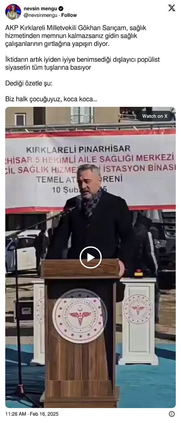 AK Partili vekilin sağlıkçılarla ilgili sözleri sosyal medyada da konuşuldu 👇