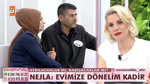 Programın geçtiğimiz cuma günü yayınlanan bölümünde Nejla, eşi Kadir'i ikna etmek için büyük çaba harcadı. Eşinin pazarcılık yapmasını istemediğini dile getiren Nejla, "Gerekirse ben de çalışırım. Çocuğu kreşe veririz." dedi.