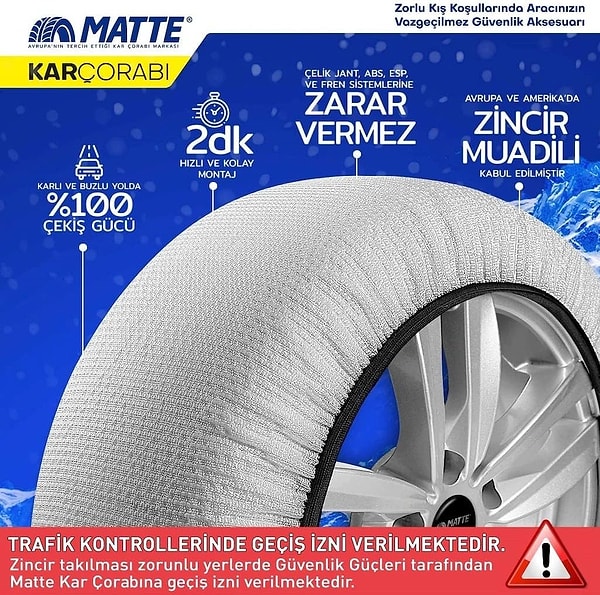 Matte Lastik Kar Çorabı