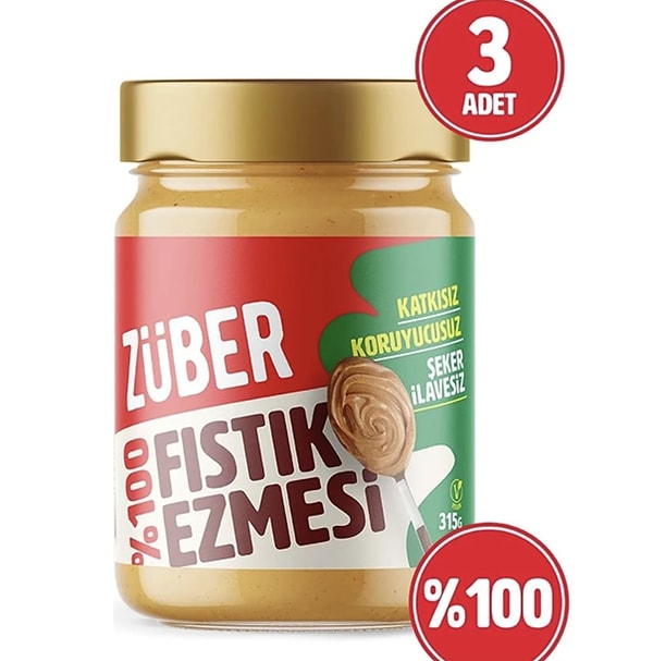 13. Züber %100 Fıstık Ezmesi 315 gr x 3 Adet