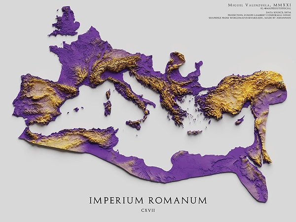 1. Roma İmparatorluğu'nun topoğrafik haritası