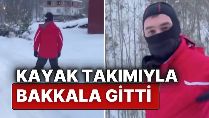 Rize’de Kayak Yaparak Bakkala Giden Vatandaş Görenleri Şaşırttı!