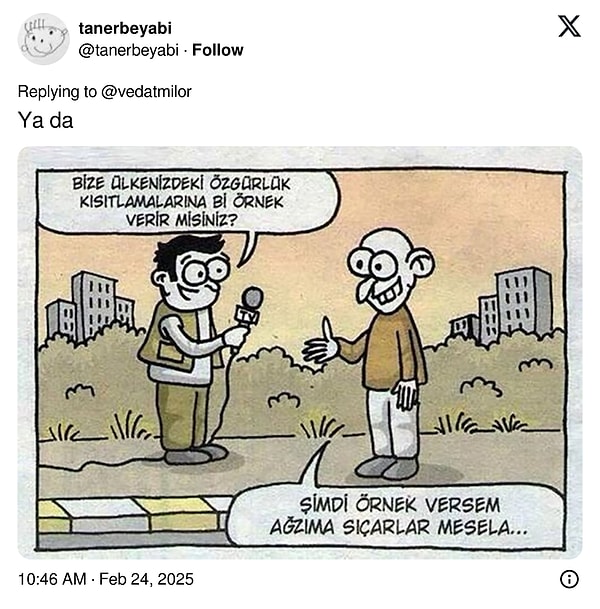 Bir karikatürle desteklendi.