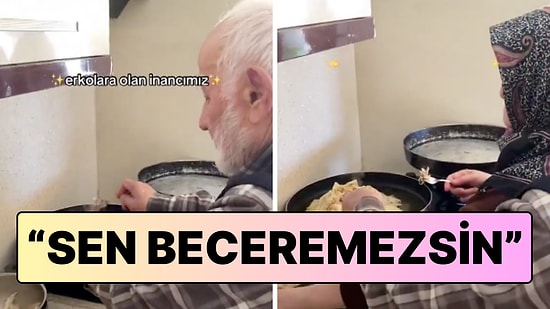 Yemek Yapmaya Çalışan Yaşlı Çiftin Arasında Geçen Samimi Diyalog Gülümsetti