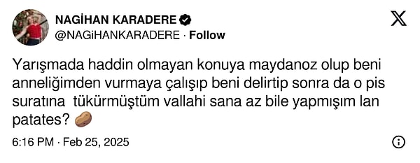 Söz konusu eleştirilere sessiz kalmayan Nagihan Karadere, sosyal medya hesabından açtı ağzını yumdu gözünü.