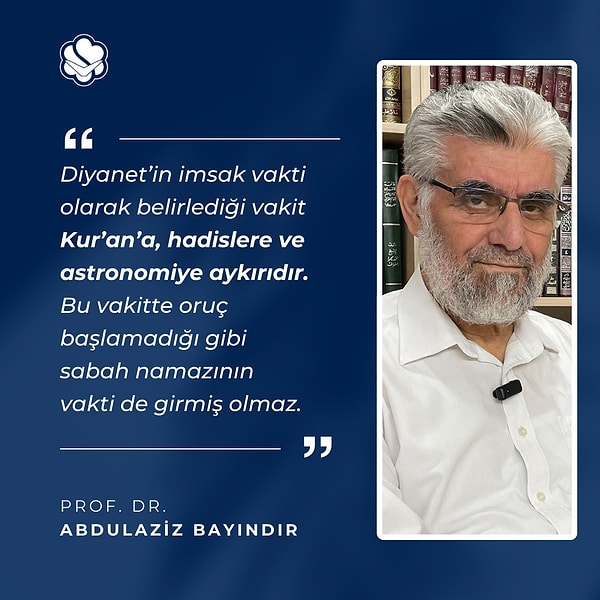 İlahiyatçı ve Süleymaniye Vakfı kurucusu Abdülaziz Bayındır, Diyanet işlerinin Kuran, hadisler ve astronomiye aykırı olduğunu belirtiyor.