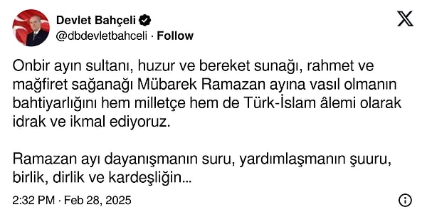 MHP Genel Başkanı Devlet Bahçeli: "Kutlu bir dönemin eşiğindeyiz."