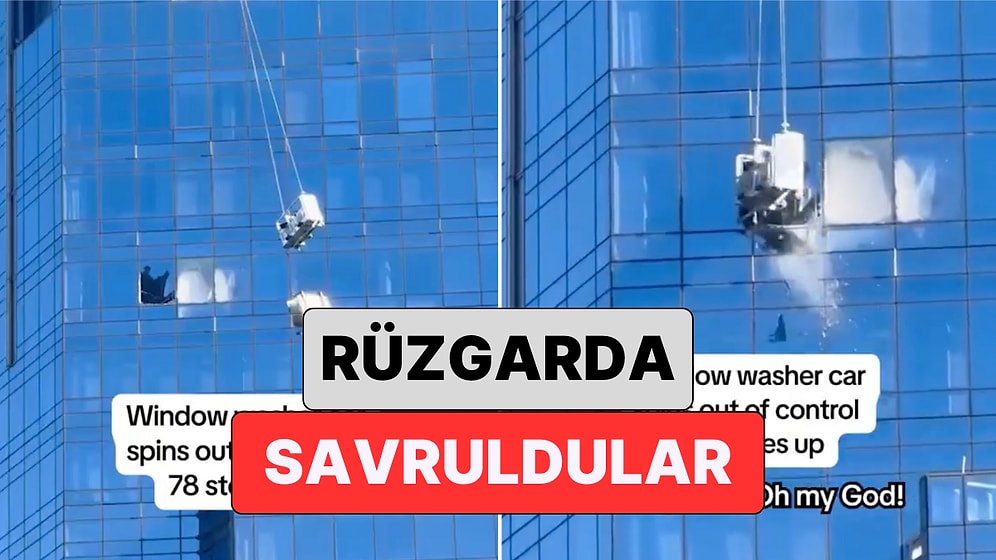 New York'ta Bir Gökdelenin Camını Silen İki Kişi Rüzgar Yüzünden Ölümden Döndü