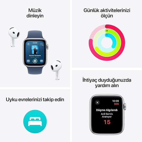 1. Apple Watch SE (2. Nesil) GPS 40 mm - Yıldız Işığı Kasa ve Spor Kordon