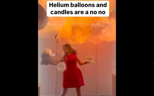 Kadın, pastasındaki mumları üflerken elindeki balonlar bir anda alev aldı ve ortalık savaş alanına döndü.
