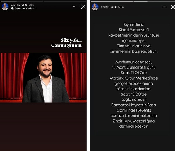 Geçtiğimiz saatlerde küs olduğu Murat Cemcir'in paylaşım yapması üzerine dikkatleri üzerine çeken Ahmet Kural'dan da veda geldi.