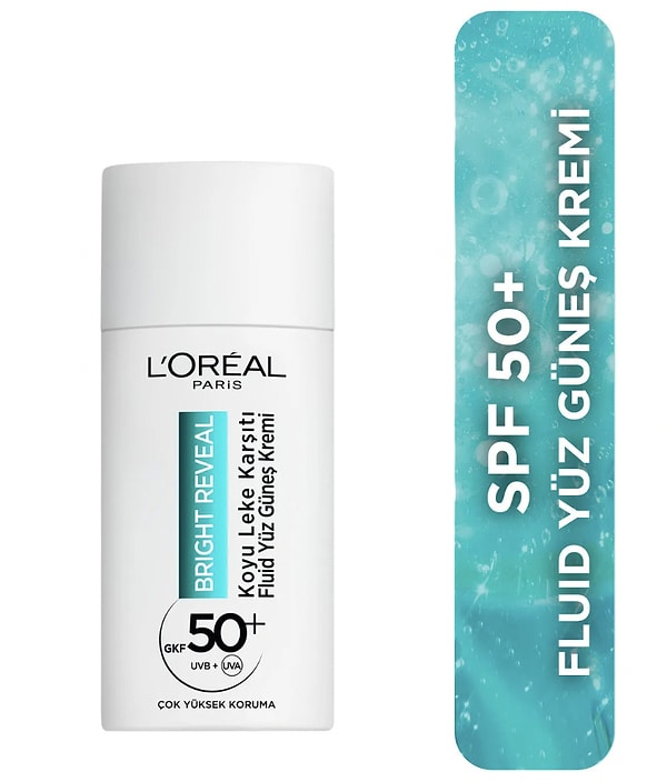 11. L'Oreal Paris L'oréal Paris Bright Reveal Spf 50 Koyu Leke Karşıtı Fluid Günlük Yüz Güneş Kremi 50ml