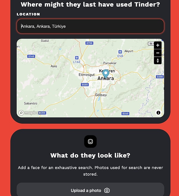 Ardından bulmak istediğiniz kişinin en son hangi bölgede Tinder kullanmış olabileceğini giriyorsunuz.