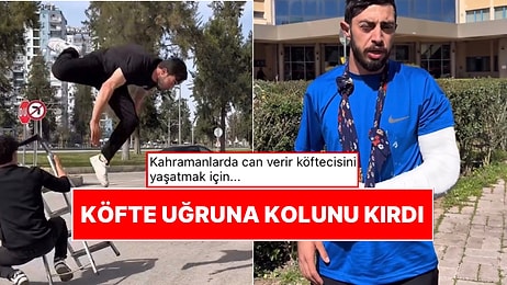 Köfte Dükkanına Reklam Çekerken Düşen Çalışan Kolunu Kırdığı Anları Paylaştı