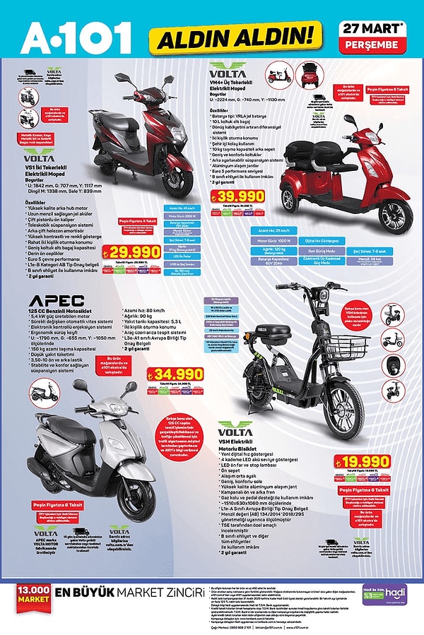 VOLTA APEC 125 CC Benzinli Motosiklet 34.990 TL