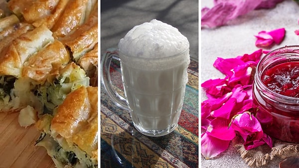 Ispanaklı börek - Ayran - Gül Reçeli!